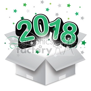 green 2018 new year exploding from a box vector art