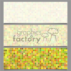 A clipart image featuring three rectangular blocks composed of small, multicolored squares. The colors increase in intensity and saturation from top to bottom, creating a gradient effect.