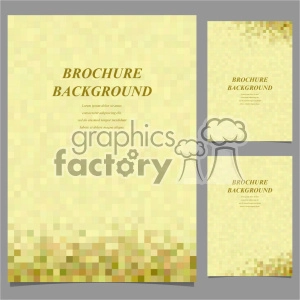Clipart image showing three brochure backgrounds with a pixelated design in yellow tones. The backgrounds are laid out in different orientations and sizes, with a central title text reading 'Brochure Background.'