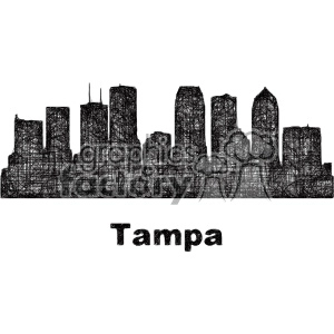 A scribble-style clipart image of the Tampa skyline with 'Tampa' written below.
