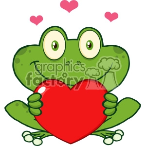 10655 Royalty Free RF Clipart Cute Frog Cartoon Mascot Character Holding A Valentine Love Heart Vector Illustration