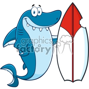 Friendly Cartoon Shark Mascot with Surfboard