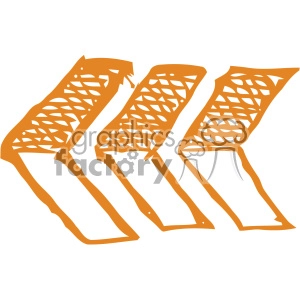 Clipart image featuring three stylized orange arrow shapes with intricate, net-like patterns.