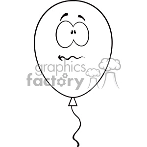 10742 Royalty Free RF Clipart Nervous Black And White Balloon Cartoon Mascot Character Vector Illustration