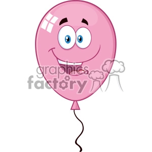 10761 Royalty Free RF Clipart Happy Pink Balloon Cartoon Mascot Character Vector Illustration