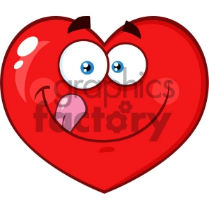 Hungry Red Heart Cartoon Emoji Face Character Licking His Lips Vector Illustration Isolated On White Background