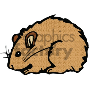 This is a clipart image of a small, brown, and cute rodent-like animal that could resemble either a mouse or a hamster. It features distinct characteristics such as a rounded body, large ears, a prominent eye, and a short snout with whiskers.