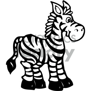 cartoon clipart zebra 001 bw