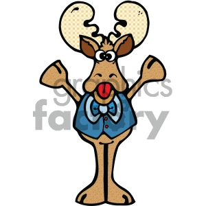 Cartoon Moose with Vest and Bowtie