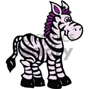 Cartoon Zebra with Purple Accents