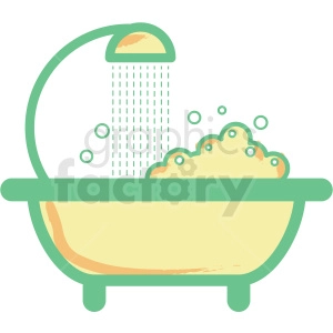 bathtub shower flat vector icon