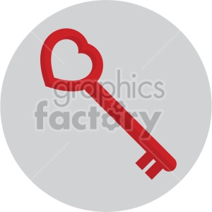 heart shaped skeleton key on circle background