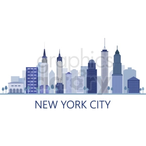 new york skyline flat vector design with label