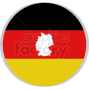 The image depicts a circular graphic with the German flag in the background, which consists of three horizontal stripes: black at the top, red in the middle, and gold at the bottom. There is a white silhouette of Germany in the center of the flag.