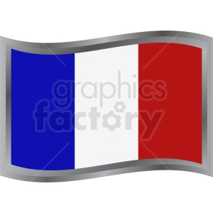 This clipart image shows a stylized representation of the flag of France, also known as the Tricolour (French: Tricolore), which consists of three vertical bands of equal width, displayed in the national colors of France: blue (hoist side), white, and red.