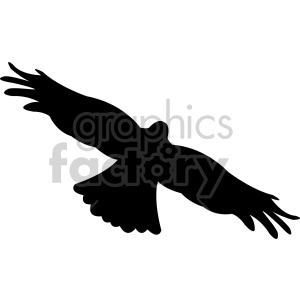 Silhouette image of a flying bird with outstretched wings.