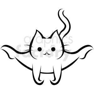 Black and white cartoon cat doing yoga jump split vector