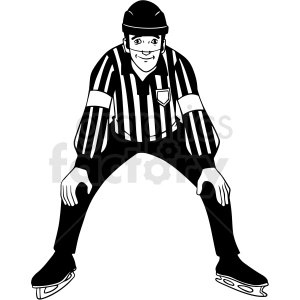 black and white hockey referee watching vector clipart