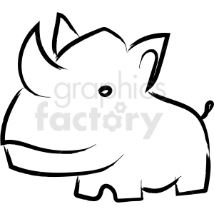 Cartoon Rhinoceros Line Drawing