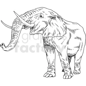 Black and white elephant vector clipart