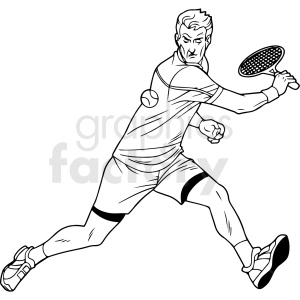 black and white tennis player vector clipart