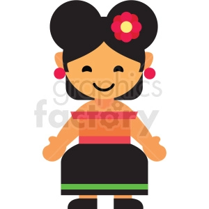 Mexico female character icon vector clipart
