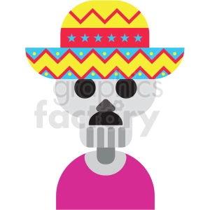 day of the dead skeleton wearing sombrero vector clipart