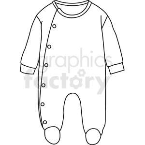 Clipart image of a simple baby onesie with long sleeves and button closures.