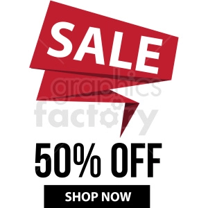 50 percent off sale shop now banner with no border icon vector clipart