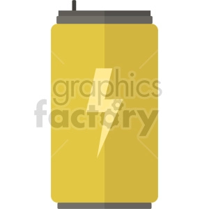The clipart image depicts an energy drink can, a commonly used container for beverages designed to boost energy levels. The can features 