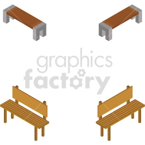 isometric bench vector icon clipart bundle