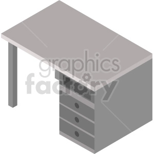 Isometric Desk with Drawers