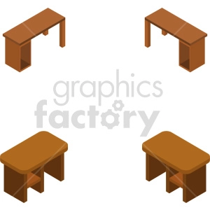 Isometric of Brown Office Desks in Square Formation