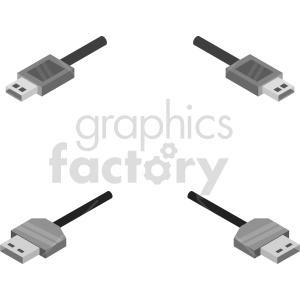 isometric usb cable vector icon clipart 1