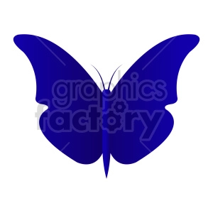 The image is a simple, solid color clipart of a blue butterfly with a symmetrical design.