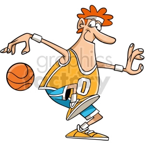 cartoon basketball player dribbling clipart