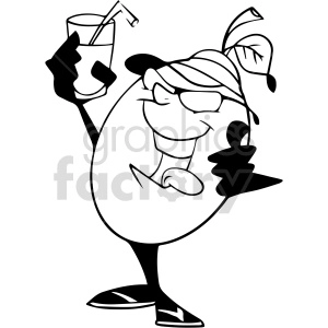 fruit having a drink black and white vector clipart