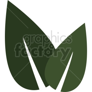 A clipart image featuring two overlapping green leaves with simple, clean lines and a modern design.