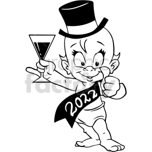black and white baby new year party vector clipart
