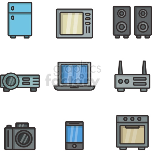household electronics clipart icon bundle