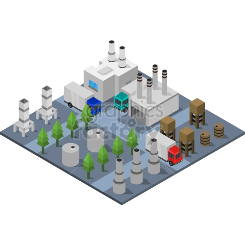 isometric factory vector clipart