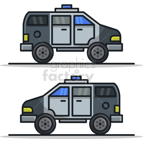police vehicles vector graphic set