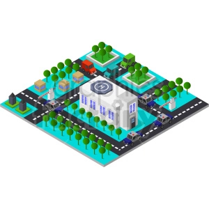 city police station isometric vector clipart