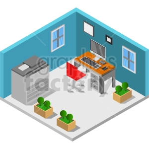 office isometric vector clipart