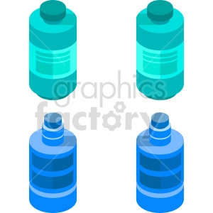 plastic bottles isometric vector graphic bundle