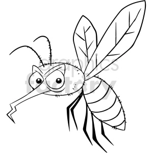 black and white cartoon mosquito clipart