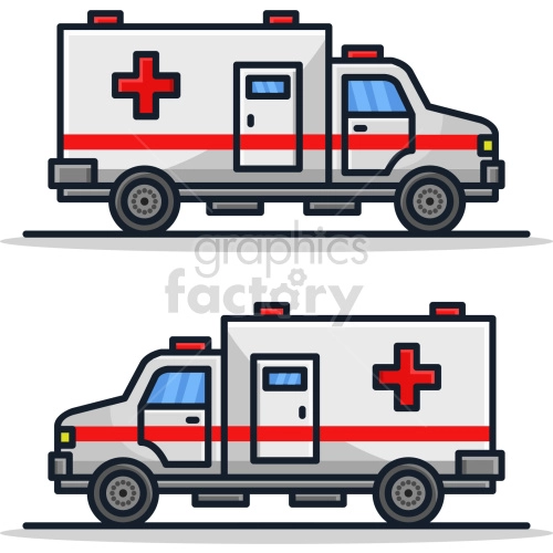 ambulance emergency vehicle clipart set