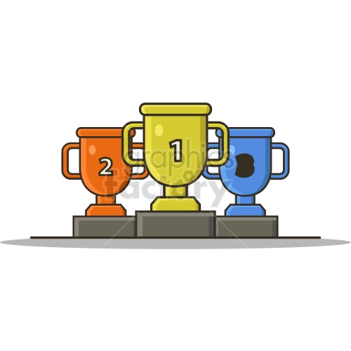 first second third trophy vector graphic