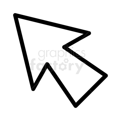 This is a black and white clipart image of a computer mouse pointer icon represented with a bold outline.