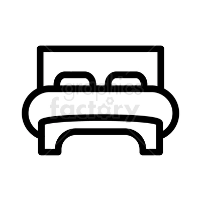 A simple black and white clipart image of a bed with two pillows.